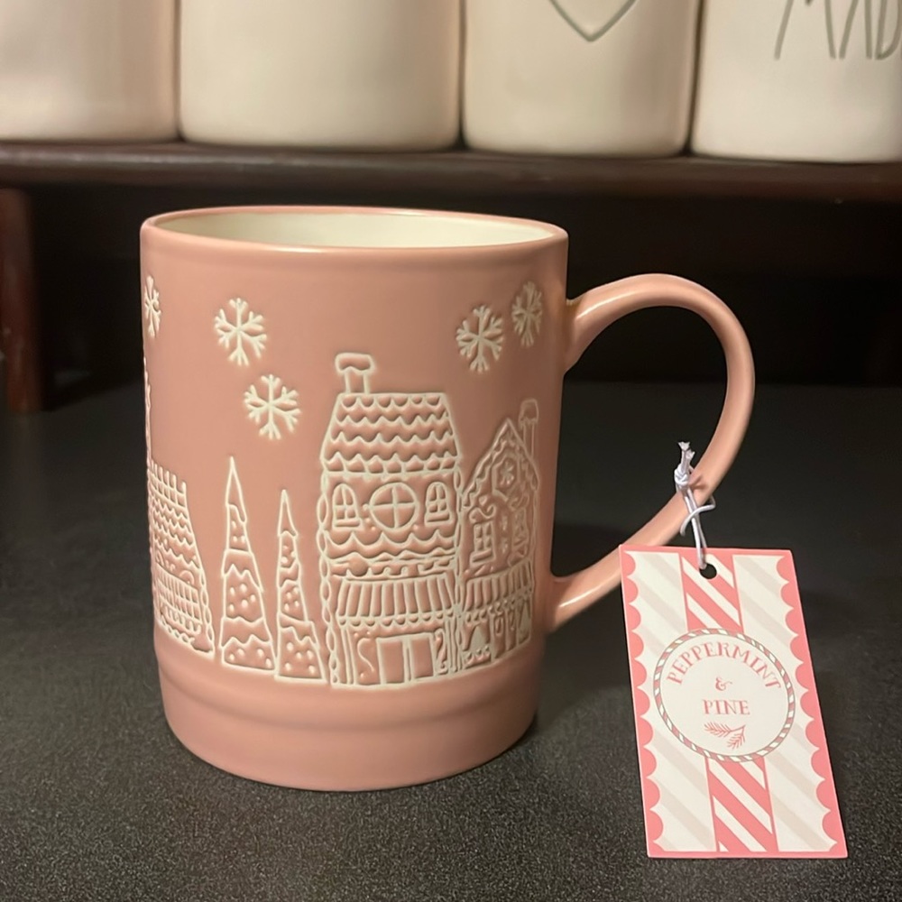 Peppermint & Pine PINK Christmas Gingerbread House Mug